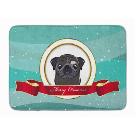Carolines Treasures Black Pug Merry Christmas Machine Washable Memory Foam Mat BB1573RUG